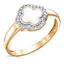 Кольцо из красного золота с фианитами, эмалью