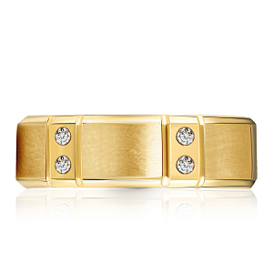 Кольцо обручальное из желтого золота с бриллиантами