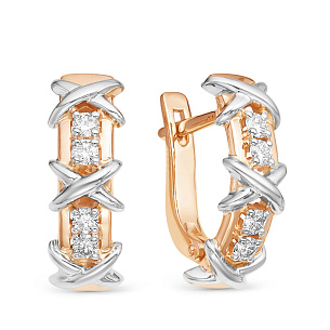 Серьги из красного золота с бриллиантом