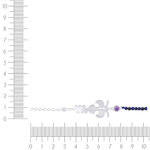 браслет на ногу декоративный из серебра с лазуритом, фианитом