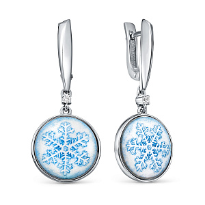 Серьги с английским замком из серебра с фианитами