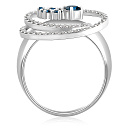 Кольцо из белого золота с бриллиантами, сапфиром