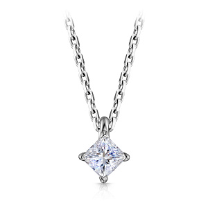 Колье из белого золота с бриллиантом, плетение якорное