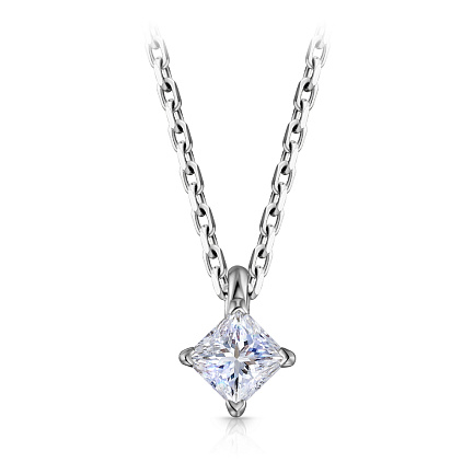 Колье из белого золота с бриллиантом, плетение якорное