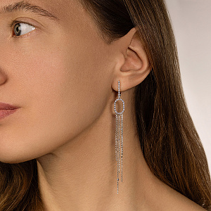 Серьги с английским замком из белого золота с бриллиантами