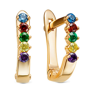 Серьги с английским замком из серебра с фианитом