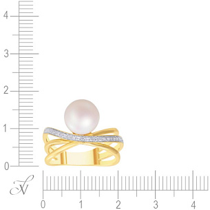 Кольцо из желтого золота с бриллиантами, жемчугом