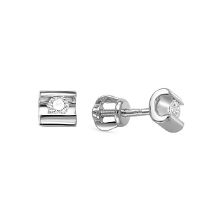 Серьги из белого золота с бриллиантом