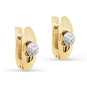 Серьги с английским замком из желтого золота с бриллиантом