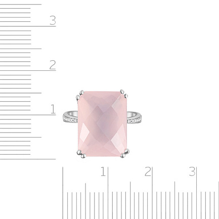 Кольцо из белого золота с бриллиантами, кварцем