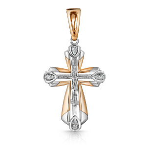 Крест из красного золота с бриллиантом