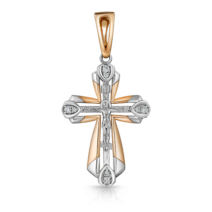 Крест из красного золота с бриллиантами