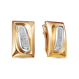 Серьги из красного золота с бриллиантом