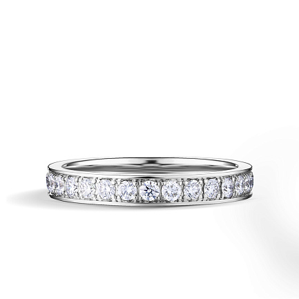 Кольцо обручальное из белого золота с бриллиантами