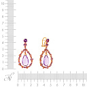 Серьги из красного золота с аметистами, бриллиантами