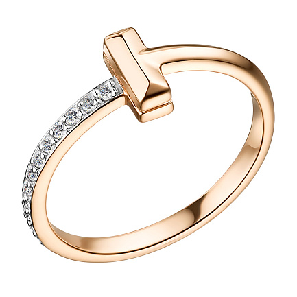 Кольцо из красного золота с бриллиантами