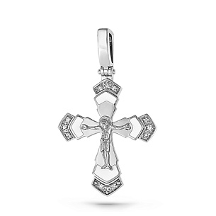 Крест из белого золота с бриллиантом