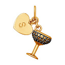 Подвеска из серебра с позолотой, фианитом