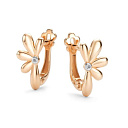 Серьги с английским замком из красного золота с бриллиантами