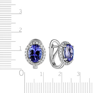 Серьги с английским замком из белого золота с бриллиантами