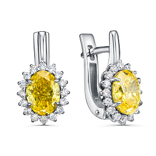 Серьги с английским замком из белого золота с бриллиантом