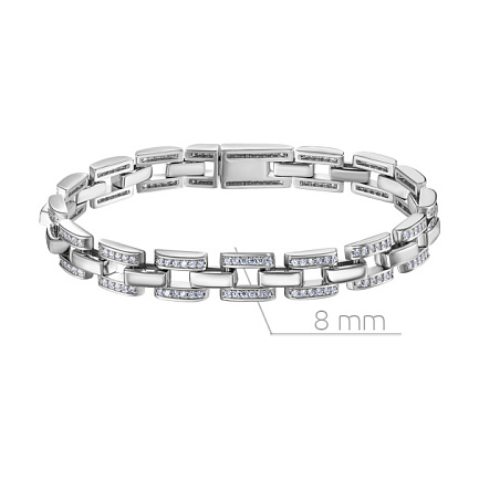 Браслет декоративный из серебра с фианитом