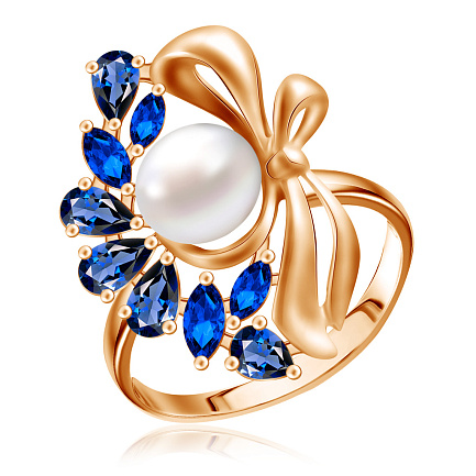 Кольцо из красного золота с жемчугом