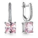 Серьги из серебра с позолотой, фианитом