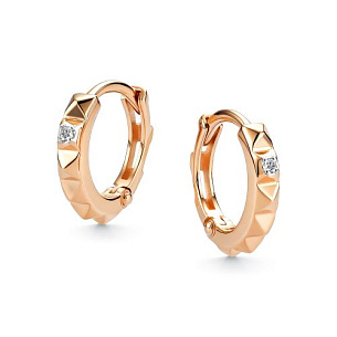 Серьги из красного золота с бриллиантом