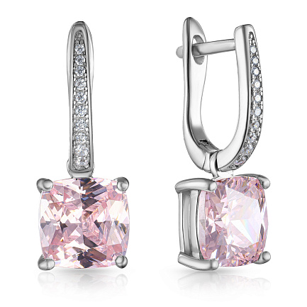 Серьги из серебра с позолотой, фианитом