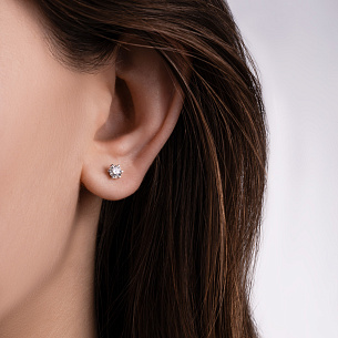 Серьги Пусеты из белого золота с бриллиантами