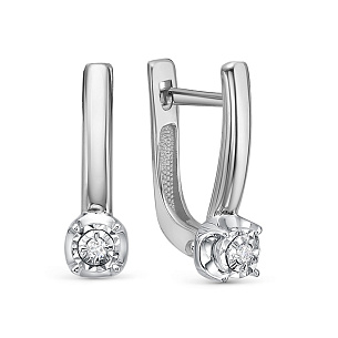 Серьги из белого золота с бриллиантом