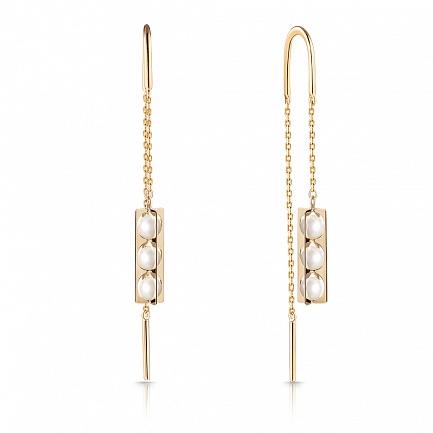 Серьги из желтого золота с жемчугом