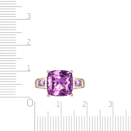 Кольцо из желтого золота с аметистами