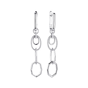 Серьги со съемным элементом из серебра с фианитами