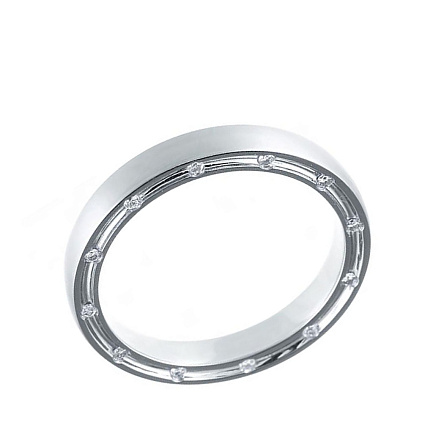 Кольцо обручальное из белого золота с бриллиантами