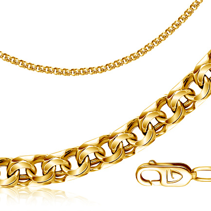 Цепь ручной работы из желтого золота