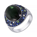 Кольцо из белого золота с бриллиантами, сапфирами