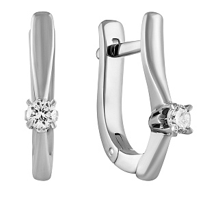 Серьги с английским замком из белого золота с бриллиантами