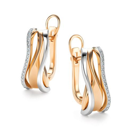 Серьги с английским замком из красного золота с бриллиантами