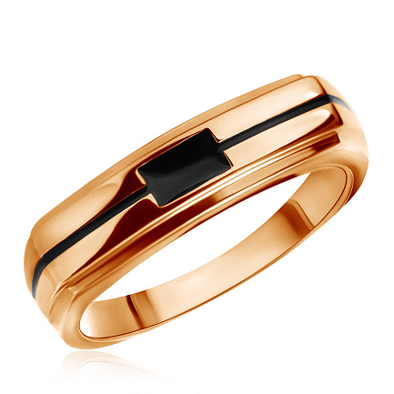 Мужское кольцо из красного золота с эмалью