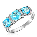 Кольцо из белого золота с бриллиантами, топазом