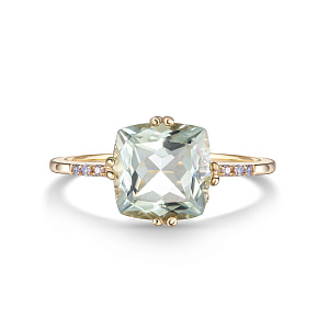 Кольцо из желтого золота с бриллиантами, аметистом