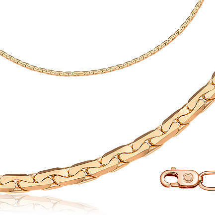 Цепь автомат из красного золота, плетение якорное