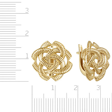 Серьги с английским замком из желтого золота