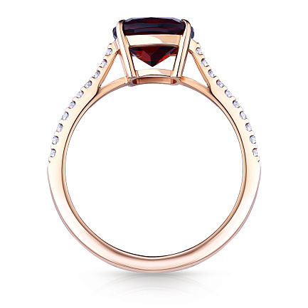 Кольцо из красного золота с бриллиантами, гранатом