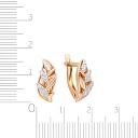 Серьги с английским замком из красного золота с фианитом