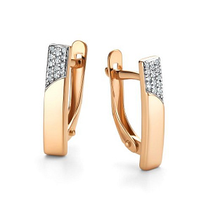 Серьги с английским замком из красного золота