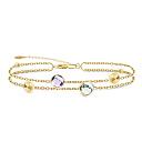 Браслет декоративный из желтого золота с аметистами, плетение якорное