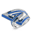 Кольцо из белого золота с бриллиантами, сапфирами